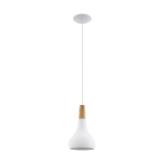 SOSPENSIONE SABINAR 1 X E27 STRUTTURA METALLO BIANCO DETTAGLIO LEGNO Ø18 H110