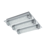 PLAFONIERA TOLORICO LED 3 X 7W 4000K 3000Lm STRUTTURA METALLO CROMATO DIFFUSORE DETTAGLI CRISTALLO IP44 35 x 35 H7.5