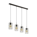 SOSPENSIONE ESTEVAU 4 X E27 STRUTTURA METALLO MARRONE SCURO PARALUME RETICOLATO 97.5 x 14.5 H110