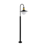 PALO LAMPIONE SIRMIONE 1 X E27 STRUTTURA METALLO ZINCATO NERO DETTAGLIO ORO DIFFUSORE VETRO OPACO BIANCO IP44 34 x H120 Base Ø11