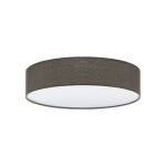 PLAFONIERA PASTERI 3 X E27 STRUTTURA METALLO DIFFUSORE TESSUTO EFFETTO LINO MARRONE Ø57 H15