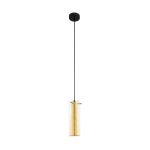 SOSPENSIONE PINTO GOLD 1 X E27 STRUTTURA METALLO NERO DIFFUSORE VETRO E METALLO ORO Ø11 H110