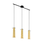 SOSPENSIONE PINTO GOLD 3 X E27 STRUTTURA METALLO NERO DIFFUSORE VETRO E METALLO ORO 72.5 x 11 H110