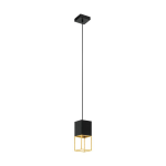 SOSPENSIONE MONTEBALDO 1 X GU10 LED 5W INCLUSA STRUTTURA METALLO NERO DETTAGLIO ORO 10 x 10 H110