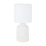 LAMPADA DA TAVOLO BELLARIVA 1 X E14 STRUTTURA CERAMICA BIANCA DIFFUSORE TESSUTO BIANCO Ø15 H32