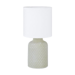 LAMPADA DA TAVOLO BELLARIVA 1 X E14 STRUTTURA CERAMICA GRIGIA DIFFUSORE TESSUTO BIANCO Ø15 H32