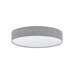 PLAFONIERA ROMAO LED 40W 3000K 5000K 4000Lm STRUTTURA METALLO DIFFUSORE TESSUTO GRIGIO EFFETTO LINO CAMBIO COLORE CON TELECOMANDO Ø57 H12