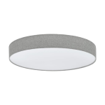 PLAFONIERA ROMAO LED 60W 3000K 5000K 5800Lm STRUTTURA METALLO DIFFUSORE TESSUTO GRIGIO EFFETTO LINO CAMBIO COLORE CON TELECOMANDO Ø76 H12