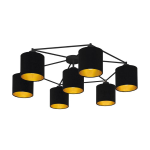 PLAFONIERA STAITI 7 X E27 STRUTTURA METALLO NERO DIFFUSORE TESSUTO NERO INTERNO ORO Ø84 H23.5