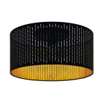 PLAFONIERA VARILLAS 1 X E27 STRUTTURA METALLO NERO DIFFUSORE TESSUTO CON RILIEVI NERO INTERNO ORO Ø47.5 H24