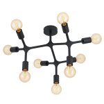 PLAFONIERA BOCADELLA 1 9 X E27 STRUTTURA METALLO NERO Ø64 H36.5