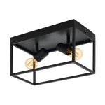PLAFONIERA SILENTINA 2 X E27 STRUTTURA METALLO NERO 36 x 18 H20.5