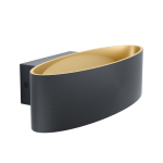APPLIQUE MACCACARI LED 10W 3000K 1100Lm STRUTTURA ALLUMINIO NERO INTERNO ORO 27 x 13 H7.5