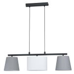 SOSPENSIONE ALMEIDA 1 STRUTTURA METALLO NERO DIFFUSORI TESSUTO GRIGIO E BIANCO 