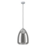 SOSPENSIONE ALOBRASE 1 X E27 STRUTTURA METALLO CROMATO DIFFUSORE VETRO FUMÈ Ø30 H110