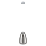 SOSPENSIONE ALOBRASE 1 X E27 STRUTTURA METALLO CROMATO DIFFUSORE VETRO FUMÈ Ø20 H110