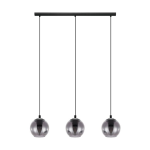 SOSPENSIONE ARISCANI 3 X E27 ROSONE METALLO NERO DIFFUSORE VETRO FUMÈ 76.5 x 16.5 H110