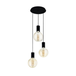 SOSPENSIONE POZUETA 3 X E27 STRUTTURA METALLO NERO Ø33 H150