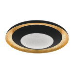 PLAFONIERA CANICOSA 2 LED 37W 2700K 6500K 4600Lm STRUTTURA METALLO NERO INTERNO ORO DIFFUSORE EFFETTO CRISTALLI CAMBIO COLORE CON TELECOMANDO Ø76.5 H14.5