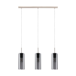 SOSPENSIONE SELVINO 3 X E27 STRUTTURA METALLO NICKEL SATINATO DIFFUSORE VETRO FUMÈ 71 x 10 H110