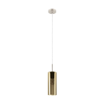 SOSPENSIONE SELVINO 1 X E27 ROSONE METALLO NICKEL SATINATO DIFFUSORE VETRO ORO Ø10 H110