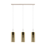 SOSPENSIONE SELVINO 3 X E27 STRUTTURA NICKEL OPACO DIFFUSORE VETRO ORO 71 x 10 H110