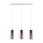 SOSPENSIONE SELVINO 3 X E27 STRUTTURA NICKEL SATINATO DIFFUSORE VETRO RAME 71 x 10 H110