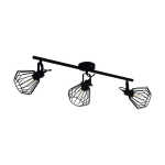 PLAFONIERA TABILLANO 3 X E27 STRUTTURA METALLO NERO PARALUME 77.5 x 11