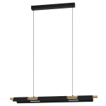 SOSPENSIONE ERMUA LED 27W 3850 LUMEN 3000K STRUTTURA METALLO NERO E LEGNO 100 x 16.5 H110