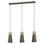 SOSPENSIONE LOSALOMAS 3 X GU10 3 X 4,5W 3000K INCLUSE STRUTTURA METALLO DIFFUSORE METALLO MOCA E OTTONE SPAZZOLATO M17 83.5 x 13.5 H110