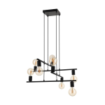 SOSPENSIONE MEZZANA 8 X E27 STRUTTURA METALLO NERO 65 x 65 H110