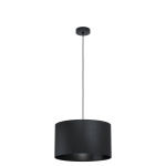 SOSPENSIONE MASERLO 1 1 X E27 STRUTTURA METALLO NERO DIFFUSORE TESSUTO NERO Ø38 H110