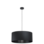 SOSPENSIONE MASERLO 1 1 X E27 STRUTTURA METALLO NERO DIFFUSORE TESSUTO NERO Ø53 H110