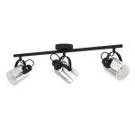 PLAFONIERA BERREGAS 3 X E27 STRUTTURA METALLO NERO DIFFUSORE VETRO FUMÈ 77.5 x 11