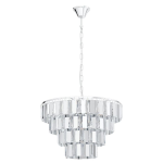 SOSPENSIONE ERSEKA 7 X E14 STRUTTURA METALLO CROMATO DIFFUSORE CRISTALLO CHIARO Ø48.5 H145