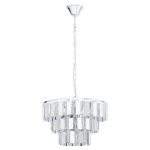 SOSPENSIONE ERSEKA 5 X E14 STRUTTURA METALLO CROMATO DIFFUSORE CRISTALLO CHIARO Ø38.5 H130