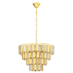 SOSPENSIONE ERSEKA 7 X E14 STRUTTURA METALLO OTTONE DIFFUSORE CRISTALLO CHIARO Ø48.5 H145