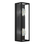 APPLIQUE AMEZOLA 2 X E27 STRUTTURA METALLO NERO DIFFUSORE VETRO IP44 11 x 10 H38