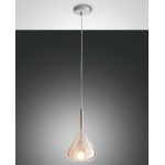 SOSPENSIONE LILA 1 X E27 STRUTTURA IN METALLO E VETRO BOROSILICATO AMBRA