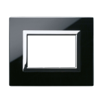 PLACCA VERA 44 ALLUMINIO NERO LUCIDO CORNICE CROMATA 3 MODULI 