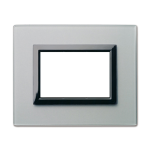PLACCA VERA 44 GRIGIO ARGENTATO CORNICE GRIGIO LUCIDO 3 MODULI