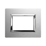 PLACCA VERA 44 ALLUMINIO SPAZZOLATO CORNICE CROMATA 3 MODULI