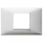 Placca 2M centrali alluminio spazzolato 2 MODULI METALLO SERIE VIMAR PLANA