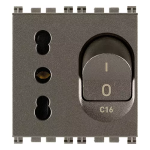 Presa 2P+T 16A P17/11 INTERBLOCCATA INTERRUTTORE MAGNETOTERMICO C16 Metal SERIE VIMAR ARKÈ