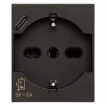 Presa 2P+T 16A universale + USB C nero SERIE VIMAR LINEA