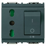 Presa 2P+T 16A P17/11 intb+MT C16 grigio INTERBLOCCATA INTERRUTTORE MAGNETOTERMICO SERIE VIMAR IDEA
