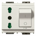Presa 2P+T 16A P17/11 intb+MT C16 bianco INTERBLOCCATA INTERRUTTORE MAGNETOTERMICO SERIE VIMAR IDEA