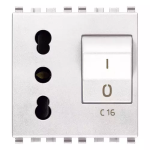 Presa 2P+T 16A P17/11 intb+MT C16 bianco INTERBLOCCATA INTERRUTTORE MAGNETOTERMICO SERIE VIMAR EIKON