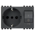 Presa 2P+T 16A P30 intb+MT C16 grigio INTERBLOCCATA INTERRUTTORE MAGNETOTERMICO SERIE VIMAR EIKON