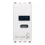Alimentatore USB A+C 5V 2,4A 1M bianco SERIE VIMAR EIKON